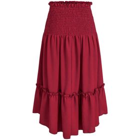 MaNMaNing Retro Kırmızı Büzgülü Gotik Kadın Etek