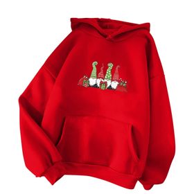 MaNMaNing Sevimli Noel Grafik Düz Uzun Kollu Thcik Kadın Sweatshirt