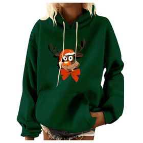MaNMaNing Sevimli Noel Grafik Düz Uzun Kollu Thcik Kadın Sweatshirt