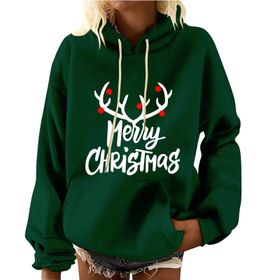 MaNMaNing Sevimli Noel Grafik Düz Uzun Kollu Thcik Kadın Sweatshirt