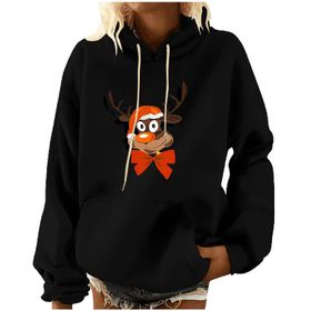 MaNMaNing Sevimli Noel Grafik Düz Uzun Kollu Thcik Kadın Sweatshirt