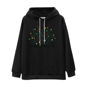 MaNMaNing Sevimli Noel Grafik Düz Uzun Kollu Thcik Kadın Sweatshirt