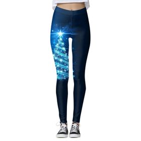 MaNMaNing Skinny Noel Baskılı Büyük Beden Lacivert Kadın Tayt
