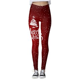 MaNMaNing Skinny Noel Baskılı Karın Kontrolü Windsor Mavi Kadın Tayt