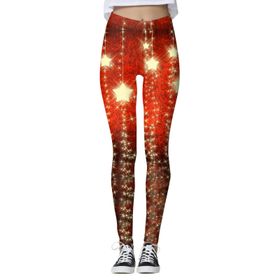 MaNMaNing Skinny Noel Baskılı Polar Astarlı Kırmızı Kadın Tayt