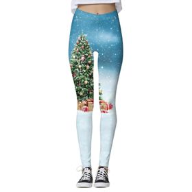 MaNMaNing Skinny Noel Baskılı Polar Astarlı Mavi Light Blue Kadın Tayt