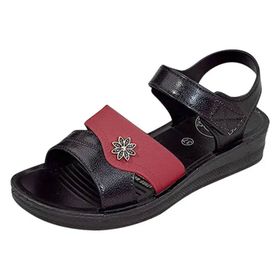 MaNMaNing Strappy Kama Geniş Fit Kalın Taban Rahat Kırmızı Kadın Sandalet