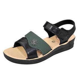 MaNMaNing Strappy Kama Geniş Fit Kalın Taban Rahat Yeşil Kadın Sandalet
