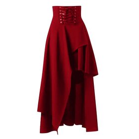 MaNMaNing Vintage Gotik Kargo Sarma Dantel Kırmızı Kadın Etek