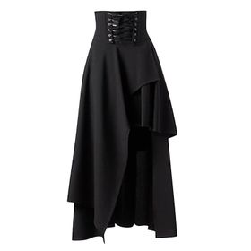 MaNMaNing Vintage Gotik Kargo Sarma Dantel Siyah Kadın Etek