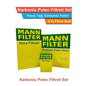 Mann Filter Skoda Octavia 1.6 TDI Dizel 2010-2012 Hava Yağ Karbonlu Polen Filtre Bakım Seti