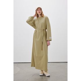 Manuka M-3204-70 Oversize Uzun Rahat Sarı Kadın Elbise