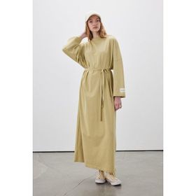 Manuka M-3204-70 Oversize Uzun Rahat Sarı Kadın Elbise