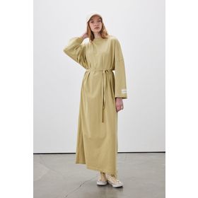 Manuka M-3204-70 Oversize Uzun Rahat Sarı Kadın Elbise