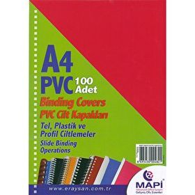 Mapi 160 Mikron Kırmızı A4 100'lü Pvc Cilt Kapağı