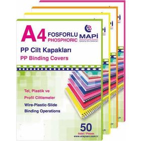 Mapi 550 mic A4 50'lı Fosforlu Turuncu Opak Pvc Cilt Kapağı
