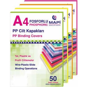 Mapi 550 mic A4 50'lı Fosforlu Turuncu Opak Pvc Cilt Kapağı