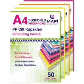 Mapi 550 mic A4 50'lı Fosforlu Yeşil Opak Pvc Cilt Kapağı