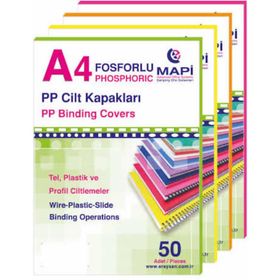 Mapi 550 mic A4 50'lı Fosforlu Yeşil Opak Pvc Cilt Kapağı