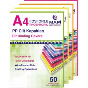 Mapi A4 PP Kum Desen 350 Mikron Beyaz 50 Adet Opak Kapak