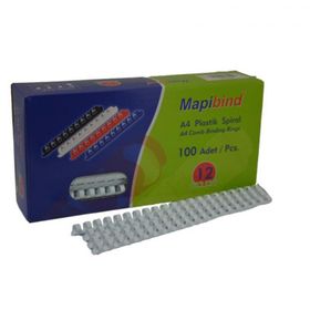 Mapibind 12 mm Beyaz 100'lü Plastik Spiral