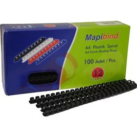 Mapibind 12 mm Siyah 100'lü Plastik Spiral