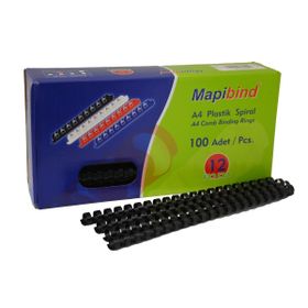 Mapibind 12 mm Siyah 100'lü Plastik Spiral
