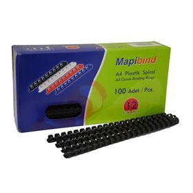 Mapibind 12 mm Siyah 100'lü Plastik Spiral