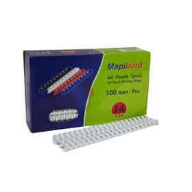 Mapibind 201 14 00 115-135 Sayfa 100'lü 14 mm Beyaz Plastik Spiral