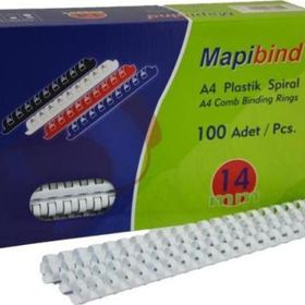Mapibind 201 14 00 115-135 Sayfa 100'lü 14 mm Beyaz Plastik Spiral