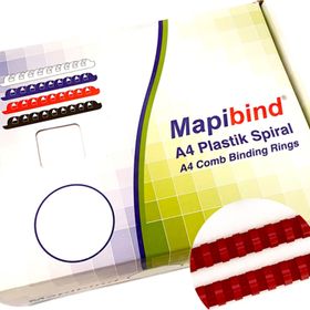 Mapibind 28 mm Kırmızı 50 Adet Plastık Spiral