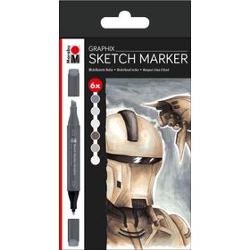 Marabu Graphix Set Alpha Robot 6 Renk Sketch Marker