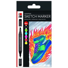 Marabu Graphix Set Heat 6 Renk Sketch Marker