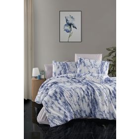 Marble Çift Kişilik 4 Parça 200x220 Mavi Nevresim Takımı