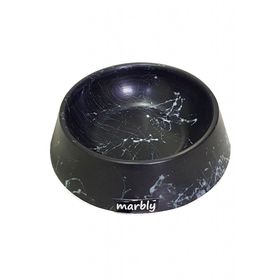 Marbly Black White Mermerit 8 oz Kedi Köpek Mama ve Su Kabı