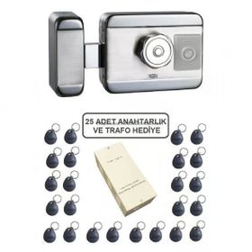 Marelli Sensörlü Motorlu Sessiz + Güvenli Manyetik Elektrikli Trajlı Apartman Kapı Kilidi Motorlu Otomat + Kartlı Sistemi + Trafosu + 25 Çip