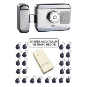Marelli Sensörlü Motorlu Sessiz + Güvenli Manyetik Elektrikli Trajlı Apartman Kapı Kilidi Motorlu Otomat + Kartlı Sistemi + Trafosu + 25 Çip