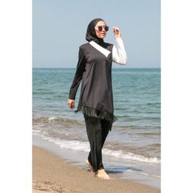 Marina M2107 Siyah-Beyaz Tesettür Mayo