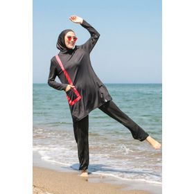 Marina M2109 Siyah-Kırmızı Tesettür Mayo