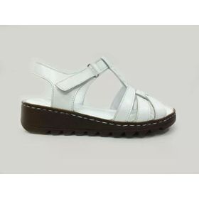 Marine Shoes 86017 Beyaz Hakiki Deri Kadın Sandalet