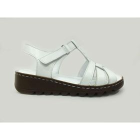 Marine Shoes 86017 Beyaz Hakiki Deri Kadın Sandalet