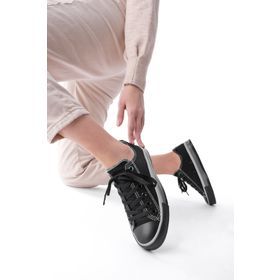 Marjin 32102922147 Keten Kumaş Bağcıklı Hesna Bej Kadın Sneaker Spor Ayakkabı
