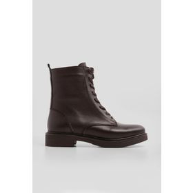 Marjin 32110294041 Hakiki Deri Bağcıklı Fermuarlı Kafle Kahve Kadın Bot