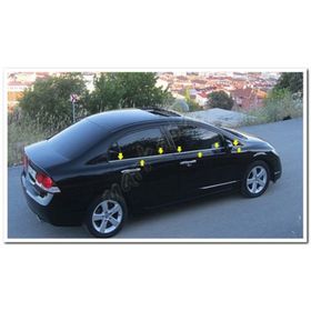 Markadan Honda Civic 2006-2011 6 Parça Paslanmaz Çelik Cam Çıtası