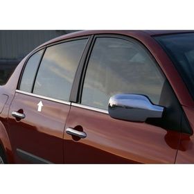 Markadan Renault Megane 2 Sedan 2004-2010 4 Parça Paslanmaz Çelik Cam Çıtası