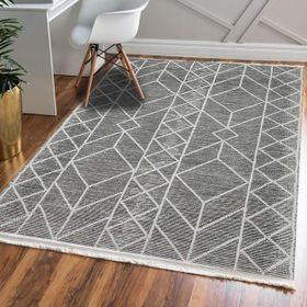 MarkaEv 008 Koyu Gri Çizgili İskandinav Kilim