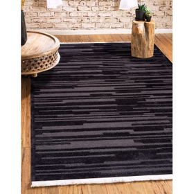 MarkaEv Siyah Çizgili Modern 80x150 cm Kilim