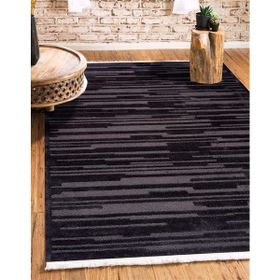 MarkaEv Siyah Çizgili Modern 80x300 cm Kilim