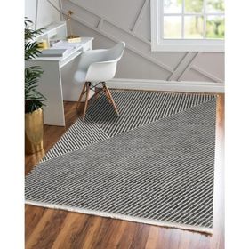 MarkaEv Siyah Çizgili Modern 80x300 cm Kilim