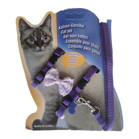 Markapet 20x32 cm Atlantik Papyonlu Mor Kedi Göğüs Bel Tasması
